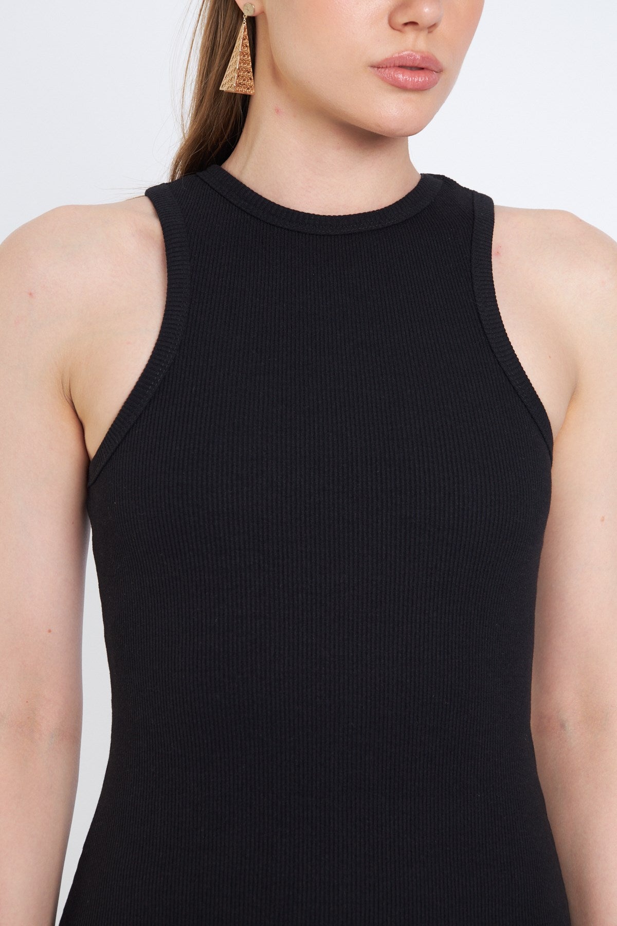  Halter Yaka Likralı Kaşkorse Mini Siyah Elbise