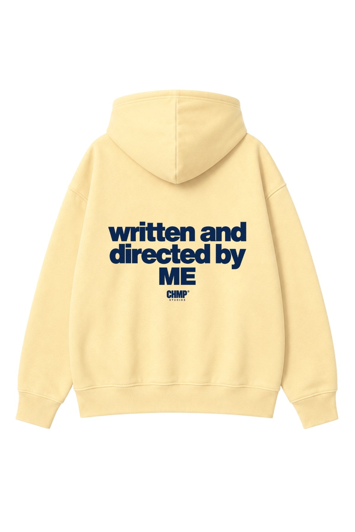 Kadın Oversize Hoodie Written & Directed Baskılı Sarı – Kapüşonlu, Sırt Baskılı, 3 İplik