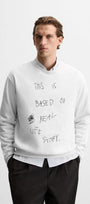 Bisiklet Yaka İçi Polar Life Story Yazı Baskılı Füme Oversize Sweatshirt