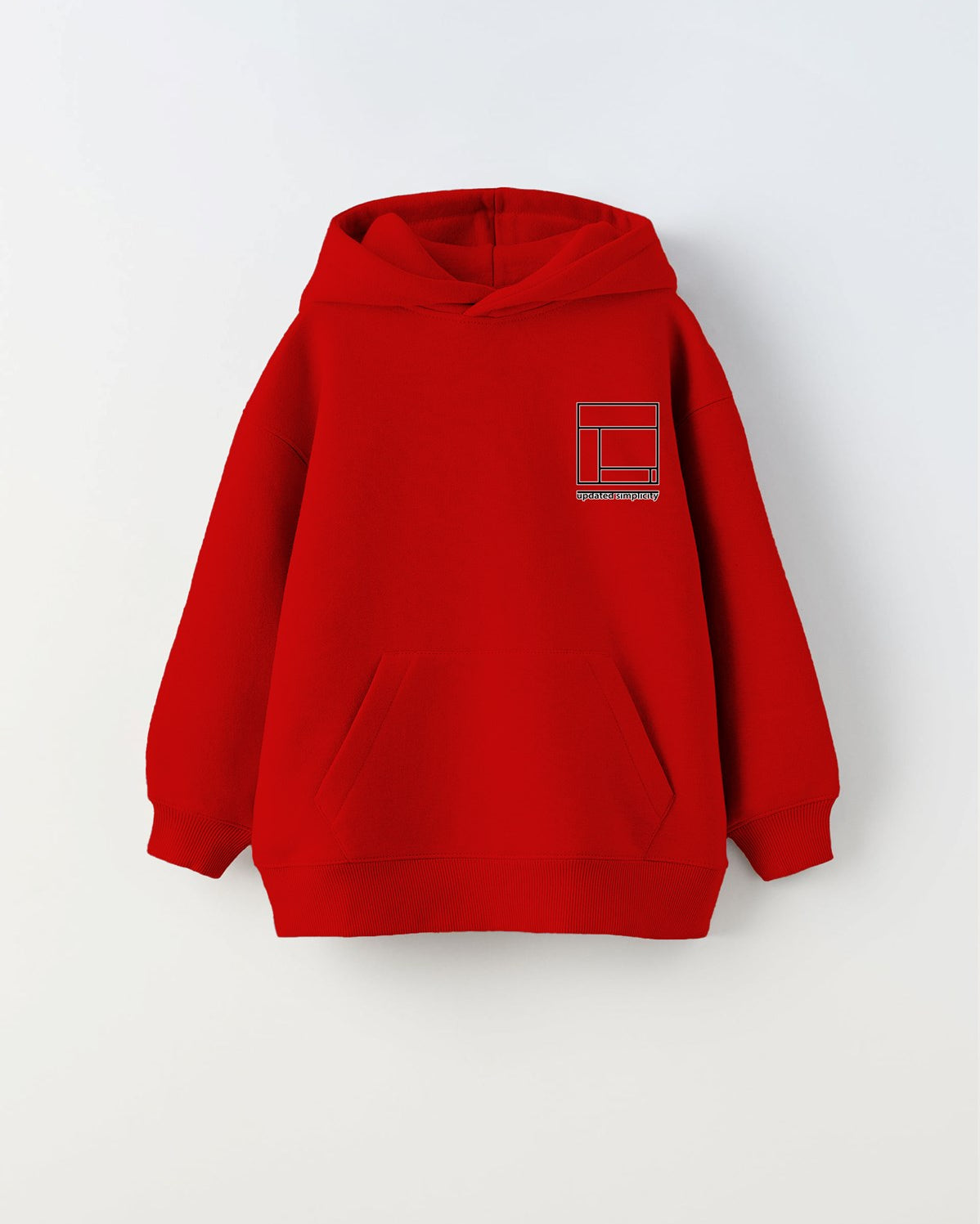 Kapüşonlu İçi Polar Updated Simplicity Baskılı Kırmızı Unisex Çocuk Hoodie Sweatshirt