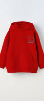Kapüşonlu İçi Polar Updated Simplicity Baskılı Kırmızı Unisex Çocuk Hoodie Sweatshirt