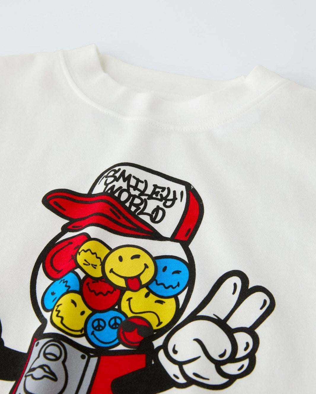 Smiley World Baskılı Beyaz Erkek  Çocuk T-shirt 