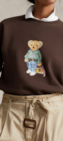Kadın Oversize Sweatshirt Weekend Bear Baskılı Kahverengi – Bisiklet Yaka, 3 İplik Şardonlu