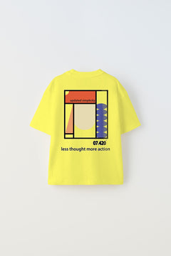 Updated Simplicity Yazılı Desen Tasarım Baskılı Sarı Çocuk T-Shirt
