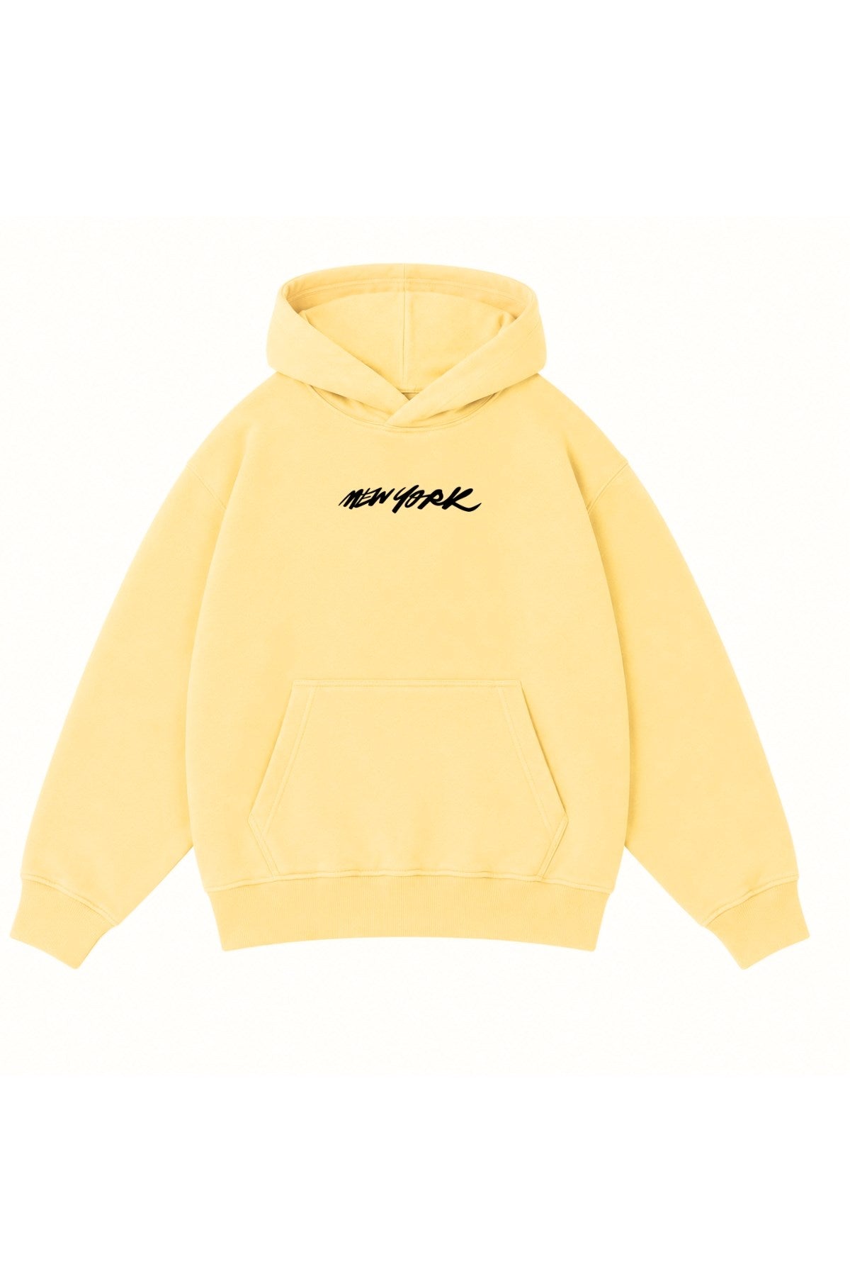 Erkek Çocuk Oversize Hoodie Sweatshirt DAY IN NYC Baskılı Sarı – Kapüşonlu, Cepli, 3 İplik Polar