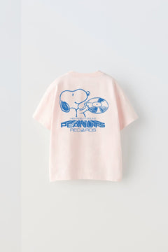 Peanuts Records Baskılı Pembe Kız Çocuk T-shirt