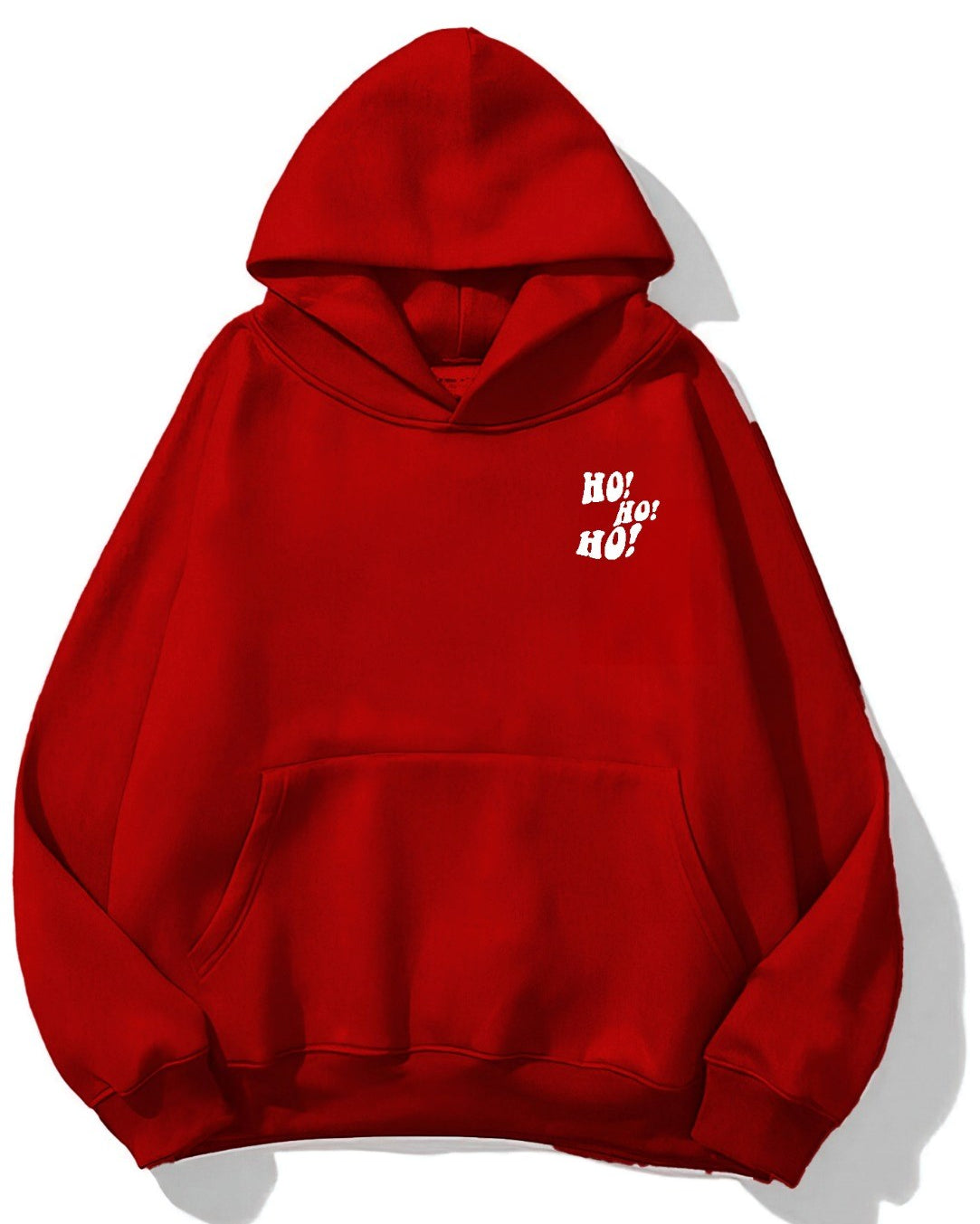 Kapüşonlu İçi Polar Ho! Ho! Ho! Christmas Yazı Baskılı Kırmızı Unisex Sweatshirt