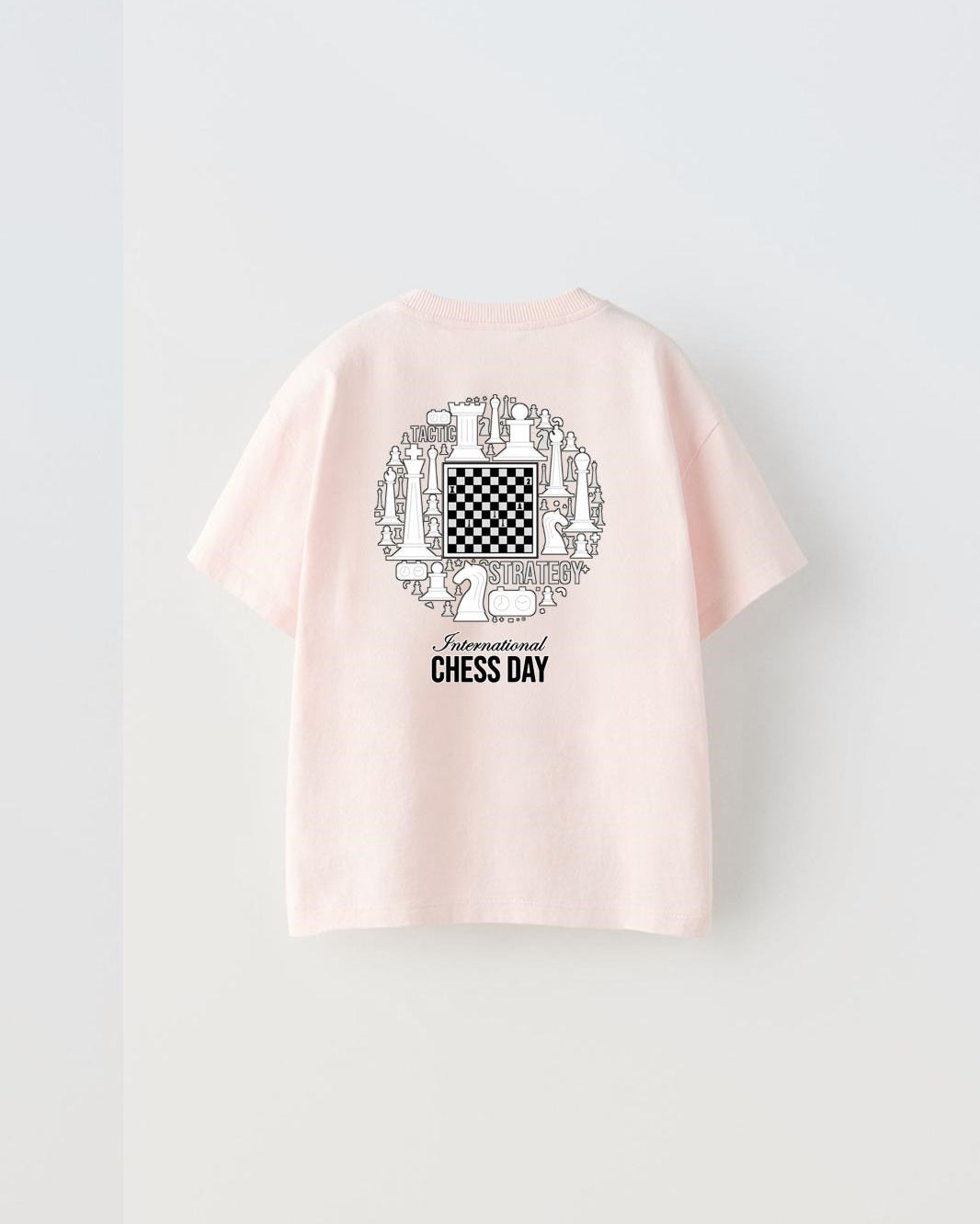 International Chess Day Yazılı Satranç Tasarım Baskılı Pembe Çocuk T-Shirt