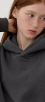 Kadın Oversize Hoodie Cry First Baskılı Füme – Kapüşonlu, Kanguru Cepli, 3 İplik Şardonlu Polar