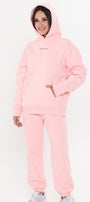 Unisex Oversize Eşofman Takımı Champ & Leisure Baskılı A Pembe–Kapüşonlu Üst, Lastikli Alt