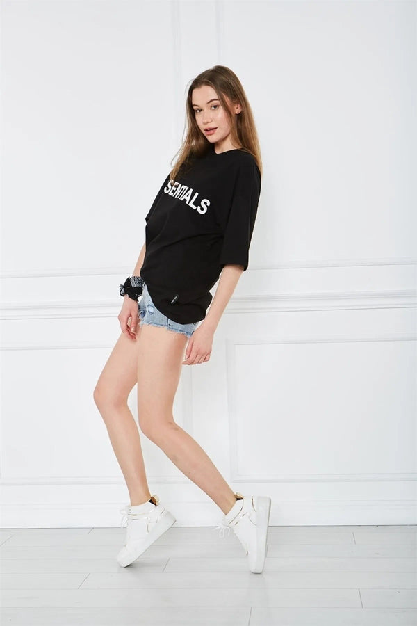 Oversize Unisex Essentials Baskılı T-Shirt