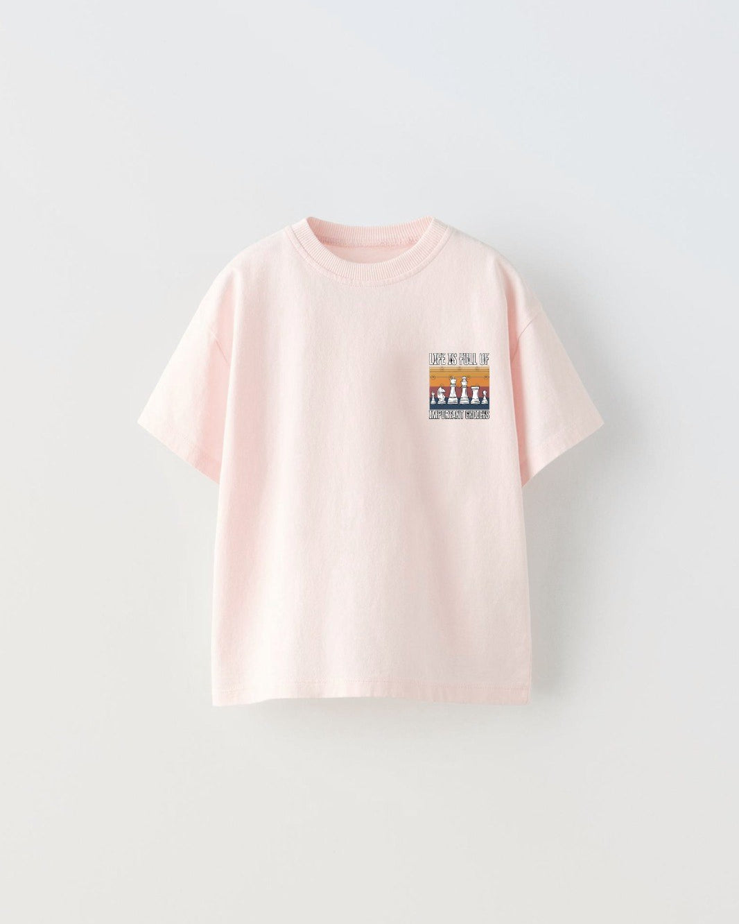 Life is Full Of Important Choices Yazılı Satranç Tasarım Baskılı Pembe Çocuk T-Shirt