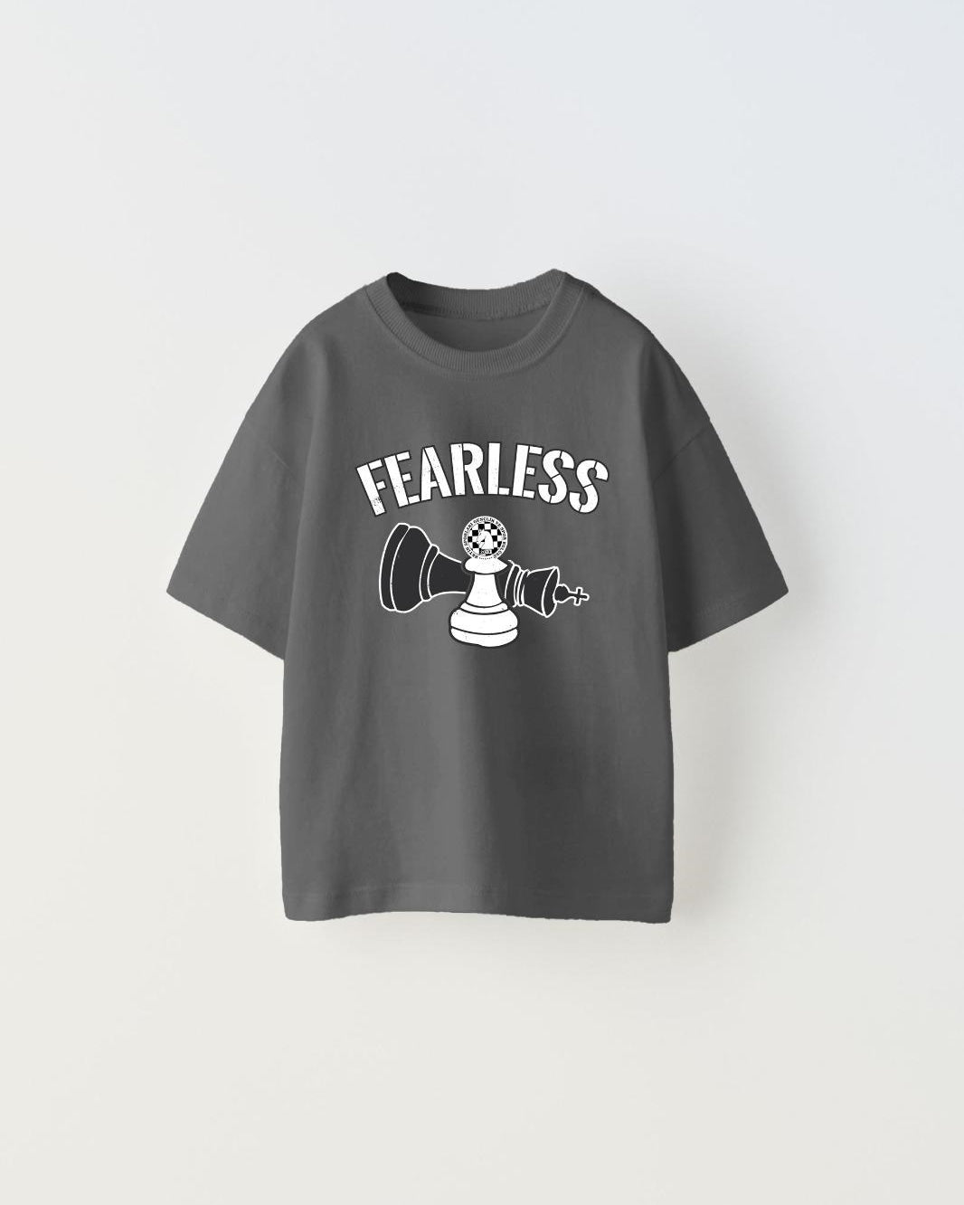 Fearless Yazılı Satranç Tasarım Baskılı Füme Çocuk T-Shirt