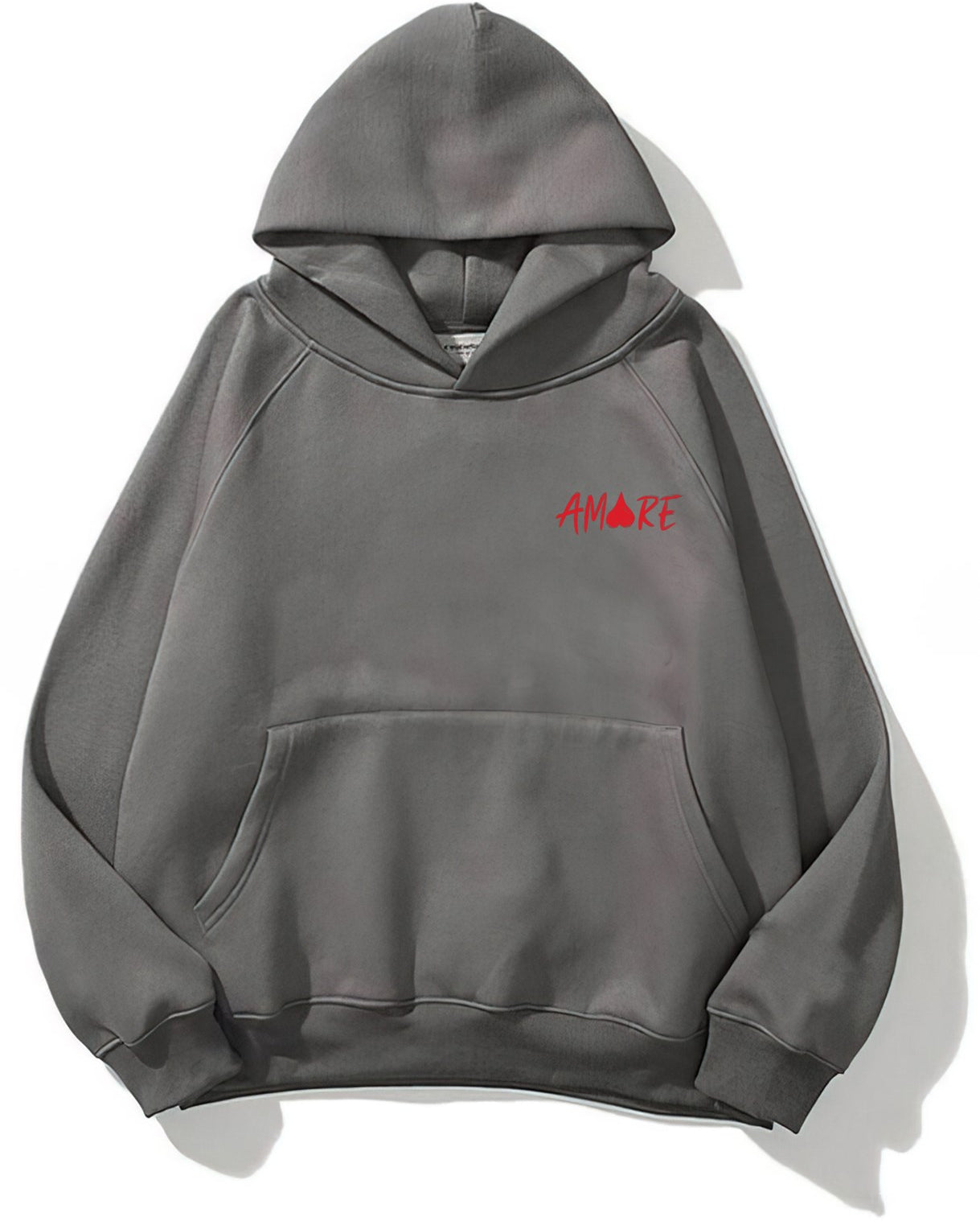 Kapüşonlu İçi Polar Amore Baskılı Füme Unisex Hoodie Sweatshirt