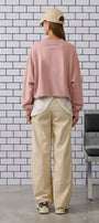 Kadın Oversize Sweatshirt Preppy Girl Bear Baskılı Pembe – Bisiklet Yaka, 3 İplik Şardonlu Polar