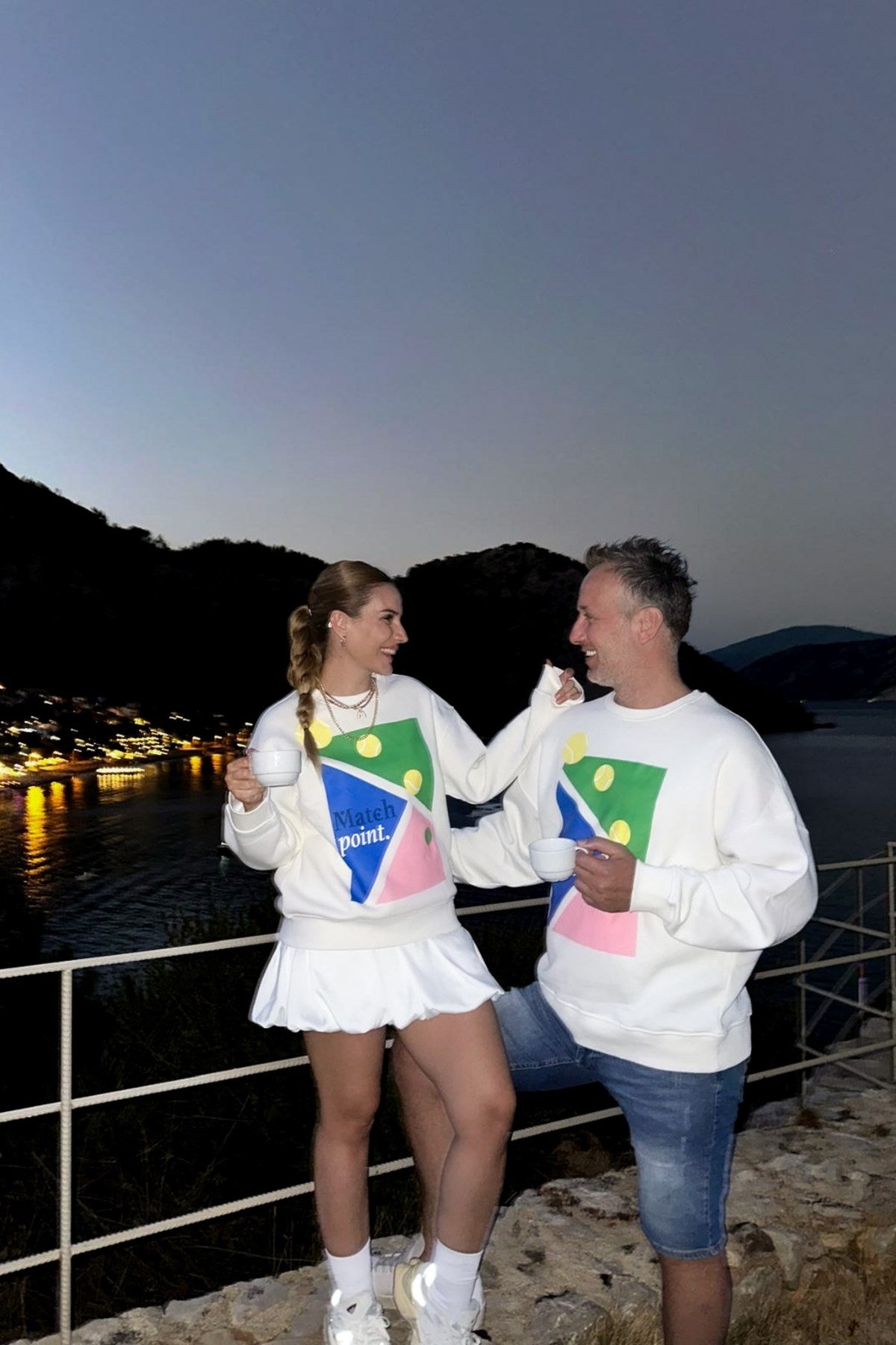 Unisex Oversize Sweatshirt Match Point baskılı Beyaz – Bisiklet yaka, 3 iplik şardonlu polar