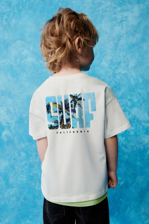 Surf California Yazılı Baskılı Beyaz Çocuk T-shirt