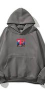 Kapüşonlu İçi Polar Satranç Baskılı Füme Unisex Oversize Hoodie Sweatshirt