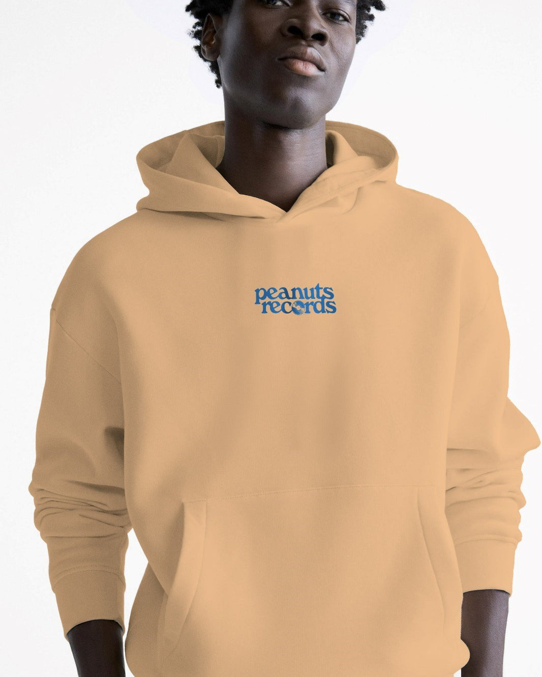 Kapüşonlu İçi Polar Peanuts Yazılı Snoopy Desen Baskılı Bej Oversize Hoodie Sweatshirt