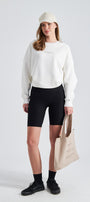 The Wellness Era Kahverenk Baskılı Oversize Beyaz Kadın Sweatshirt