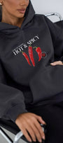 Kadın Oversize Sweatshirt Hoodie Hot & Spicy Baskılı Füme – Kapüşonlu, 3 İplik Şardonlu Polar