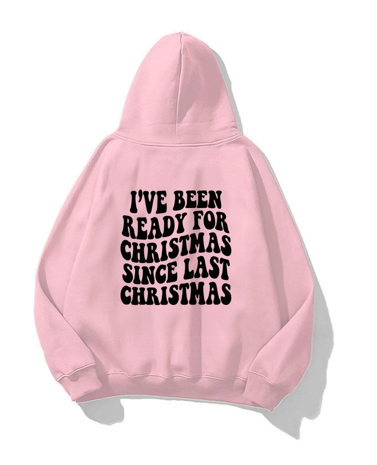Kapüşonlu İçi Polar Christmas Yazı Baskılı Pembe Unisex Sweatshirt