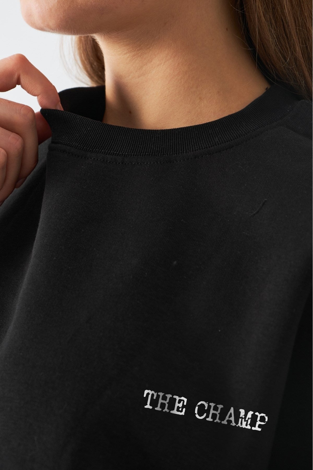 Kadın Oversize Sweatshirt Paris Coffee Journal Baskılı Siyah – Bisiklet Yaka, 3 İplik Şardonlu Polar