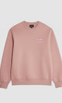 Unisex Oversize Sweatshirt Norf Sarf Harita Baskılı Pembe – Bisiklet Yaka, 3 İplik Şardonlu Polar