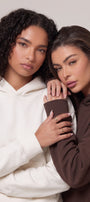 Unisex 2’li Oversize Basic Hoodie Beyaz & Kahverengi – Kapüşonlu, Cepli, 3 İplik Şardonlu Polar