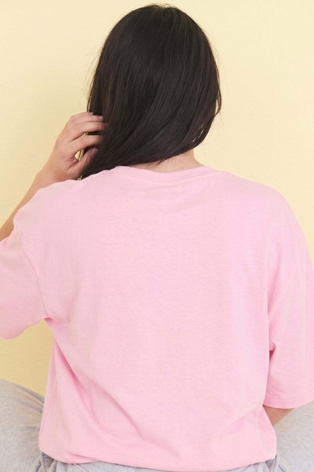 Kadın Oversize Tişört Pink Tumbler Baskılı Pembe – Bisiklet Yaka, Rahat Kalıp, %100 Pamuk