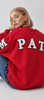 Kadın Oversize Sweatshirt Empathy 3D Baskılı Kırmızı – Bisiklet Yaka, 3 İplik Şardonlu Polar