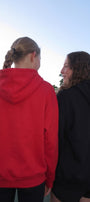 Unisex 2’li Oversize Basic Hoodie Siyah & Kırmızı – Kapüşonlu, Cepli, 3 İplik Şardonlu Polar