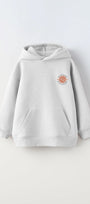 Beyaz Kapüşonlu İçi Polar Climbing Adventure Baskılı Unisex Çocuk Hoodie Sweatshirt
