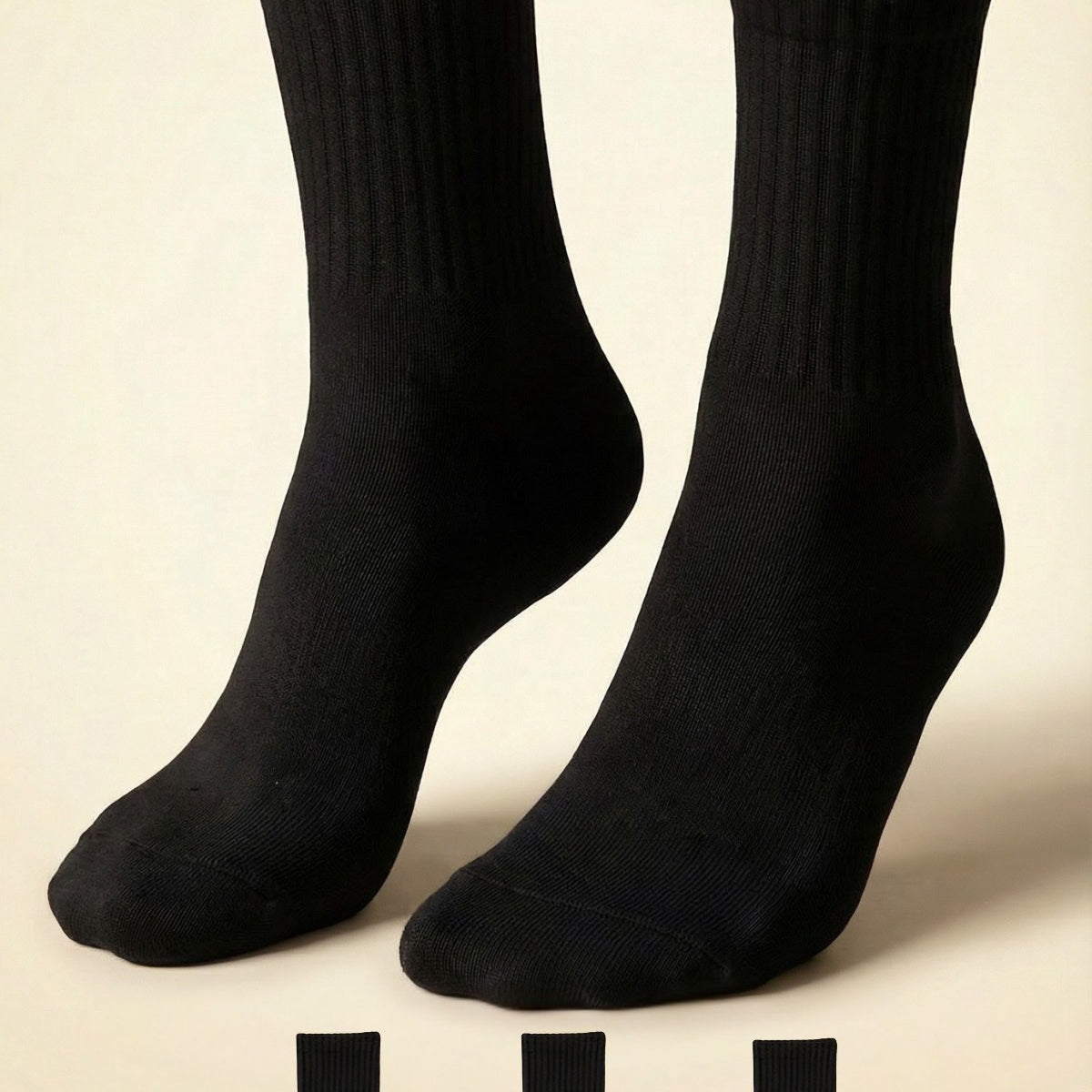 Unisex Düz Siyah Uzun Çorap Sade – Nefes Alan Pamuklu, Koku Oluşumunu Azaltmaya Yardımcı 3’lü Paket