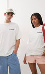  Unisex Beyaz Oversize Champ Yazılı Arkası Biber Baskılı Tişört