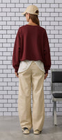 Kadın Oversize Sweatshirt Preppy Girl Bear Baskılı Bordo – Bisiklet Yaka, 3 İplik Şardonlu Polar