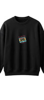 Kadın Oversize Sweatshirt Retro Kaset Baskılı Siyah – Bisiklet Yaka, 3 İplik Şardonlu Polar