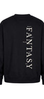 Erkek Oversize Sweatshirt Fantasy Back Baskılı Siyah – Bisiklet Yaka, 3 İplik Şardonlu Polar