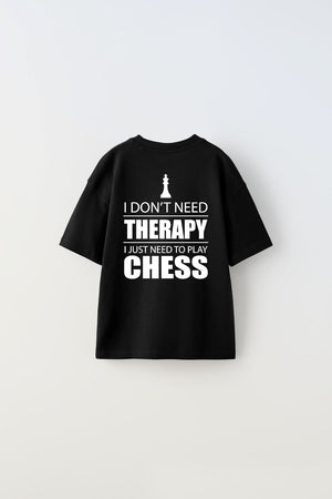 I Don'T Need Therapy I Just Need To Play Chess Yazılı Şah Tasarım Baskılı Siyah Çocuk T-Shirt