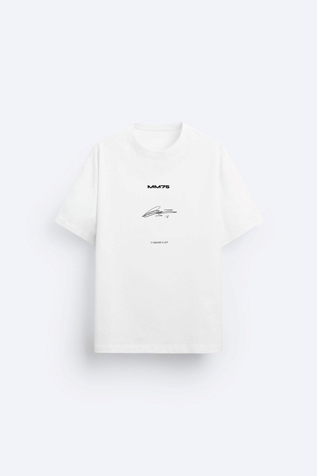 İmza Baskılı Oversize Beyaz Erkek T-shirt