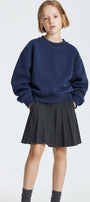 Kız Çocuk Oversize Sweatshirt Basic Lacivert – Bisiklet yaka, 3 iplik şardonlu polar