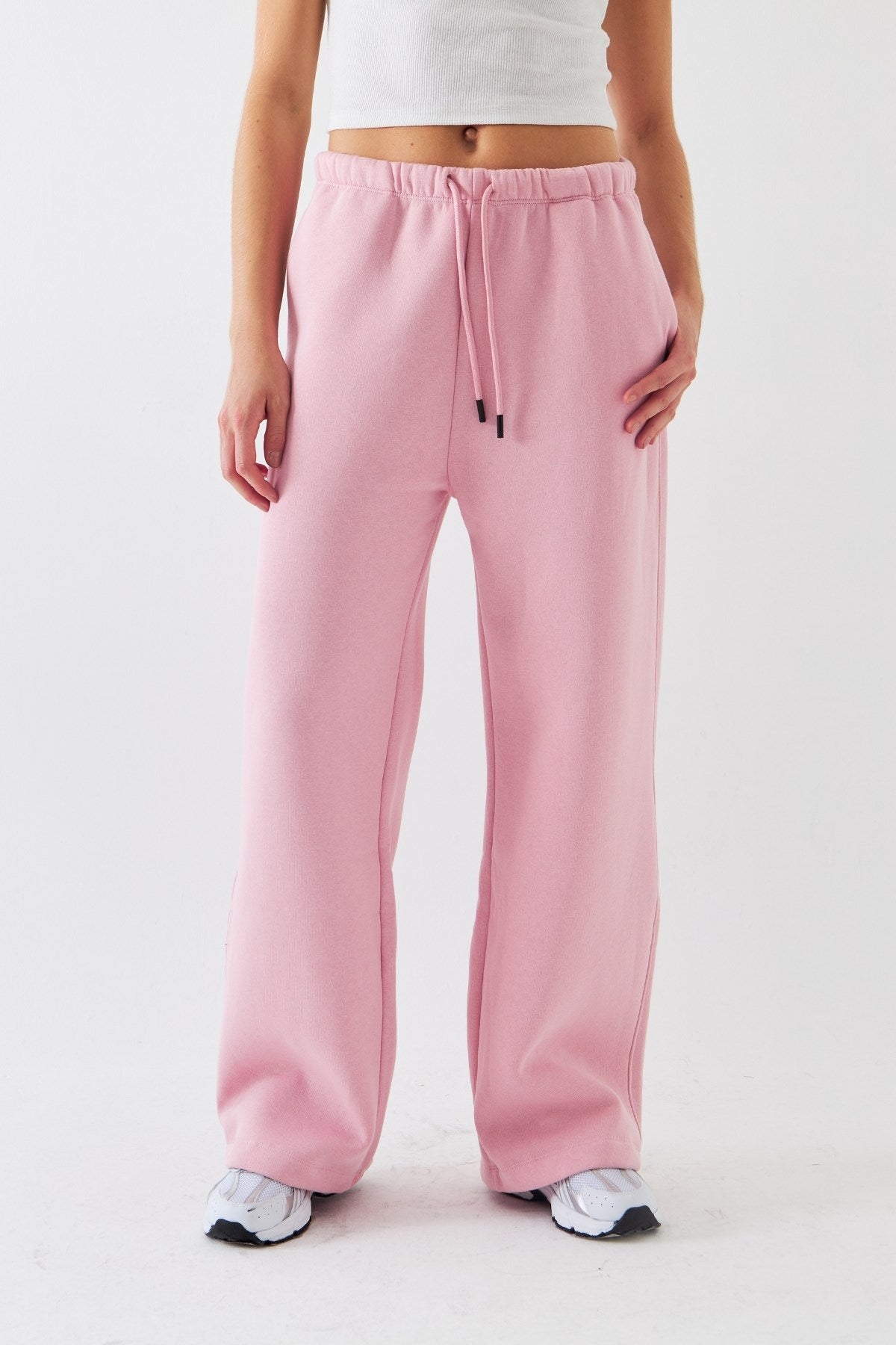 Oversize Unisex Eşofman Altı Pembe – 3 İplik Şardonlu, Bol Paça, Cepli, Modern Rahat Kesim