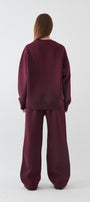 Unisex Oversize Sweatshirt Basic Bordo – Bisiklet Yaka, 3 İplik Şardonlu Polar