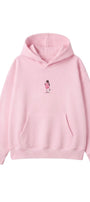 Kadın Oversize Hoodie Pink Kitty Club Baskılı Pembe - Kapüşonlu, Cepli, 3 İplik Polar