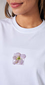 Çiçek Temalı Tasarım Baskılı Beyaz Kadın T-Shirt