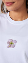 Çiçek Temalı Tasarım Baskılı Beyaz Kadın T-Shirt