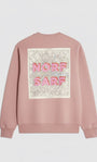 Unisex Oversize Sweatshirt Norf Sarf Harita Baskılı Pembe – Bisiklet Yaka, 3 İplik Şardonlu Polar