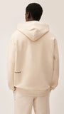 Ekru Unisex Kapüşonlu Nature Concept Baskılı Oversize Hoodie Sweatshirt 