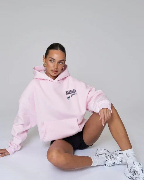 Pembe Kapüşonlu İçi Polar Nirvana İn Utero Baskılı Unisex Hoodie Sweatshirt