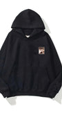 Kapüşonlu İçi Polar Mustafa Kemal Atatürk Baskılı Siyah Unisex Hoodie Sweatshirt